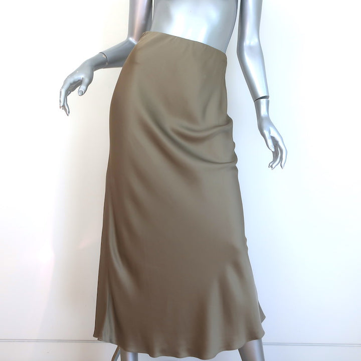 Jenni Kayne Sawyer Midi Slip Skirt Dark Gold Satin Size Extra Small