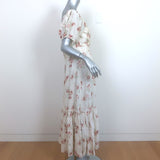 LoveShackFancy Puff Sleeve Maxi Dress Angie Cream Floral Print Linen Size 2
