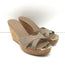 Jimmy Choo Perfume Cork Platform Wedge Sandals Taupe Embossed Leather Size 39