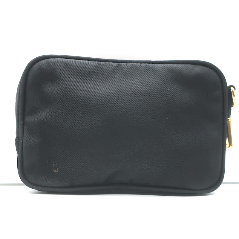 Prada Tessuto Mini Camera Crossbody Bag Black Nylon &amp; Saffiano Leather Clutch