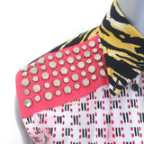 Prada Studded Shirt Tiger & Floral Print Cotton Size 38 Sleeveless Top