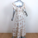 LoveShackFancy Puff Sleeve Maxi Dress Angie Cream Floral Print Linen Size 2