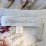 LoveShackFancy Puff Sleeve Maxi Dress Angie Cream Floral Print Linen Size 2