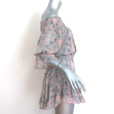 MISA Geroux Off the Shoulder Mini Dress Pink Floral Print Size Small