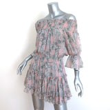 MISA Geroux Off the Shoulder Mini Dress Pink Floral Print Size Small