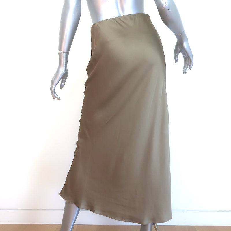 Jenni Kayne Sawyer Midi Slip Skirt Dark Gold Satin Size Extra Small