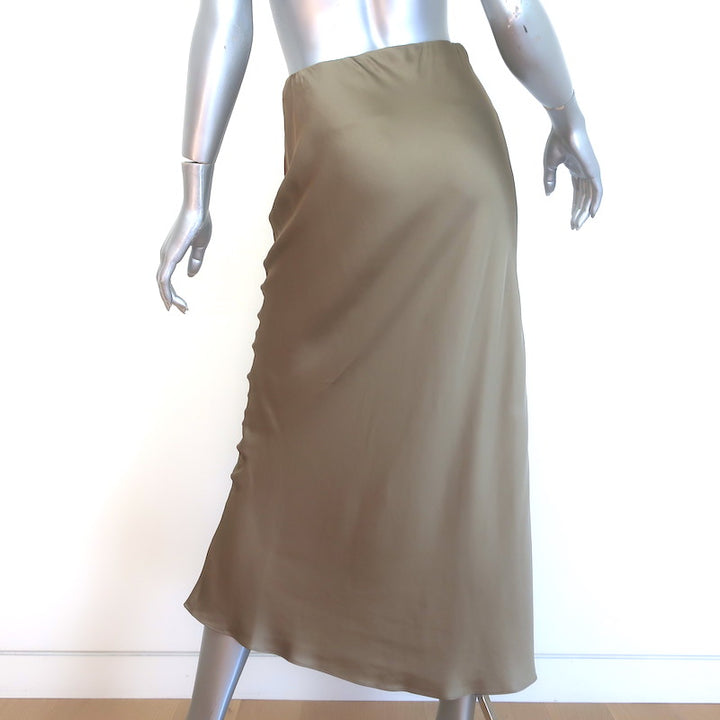 Jenni Kayne Sawyer Midi Slip Skirt Dark Gold Satin Size Extra Small