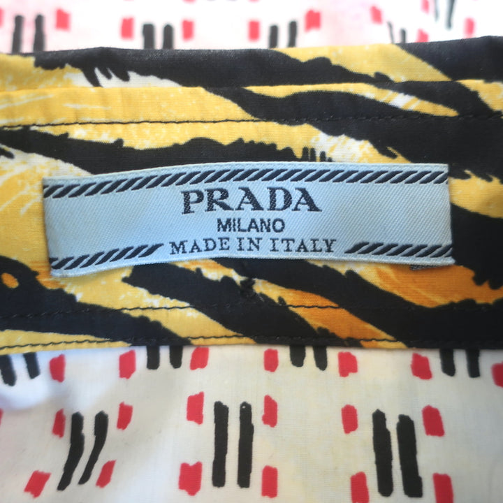 Prada Studded Shirt Tiger &amp; Floral Print Cotton Size 38 Sleeveless Top