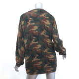 NSF Cardigan Rogers Camouflage Print Cotton-Blend Size Small V-Neck Sweater