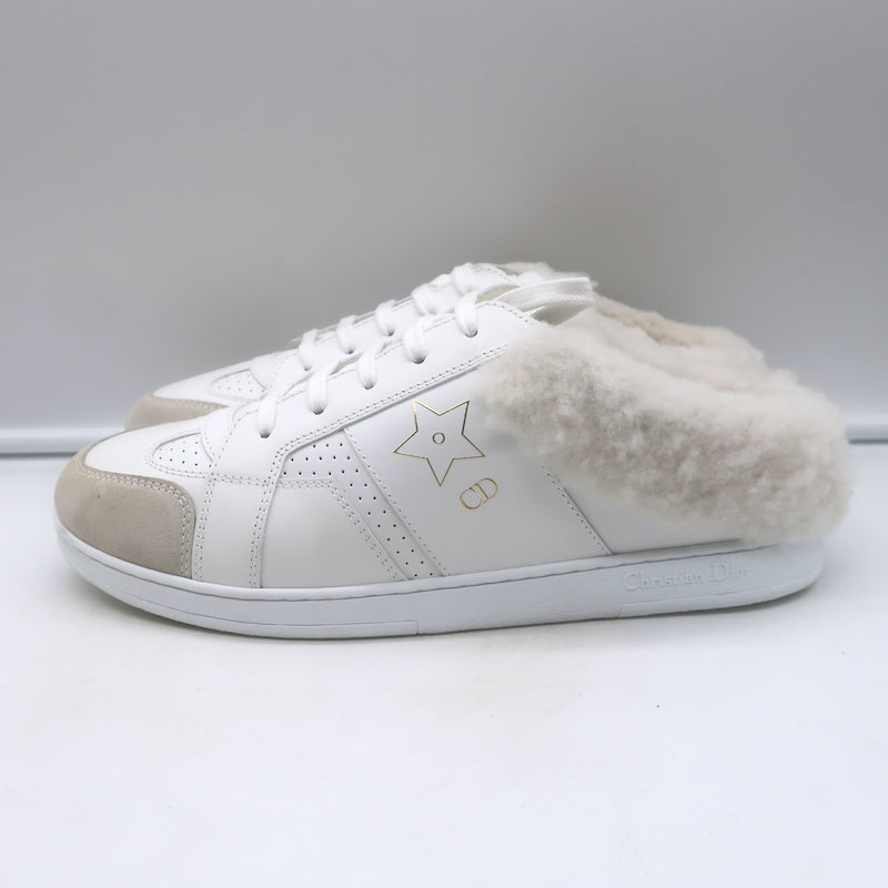 Christian Dior Star shearling-lined white leather sneakers, authentic pre-owned, EU 38