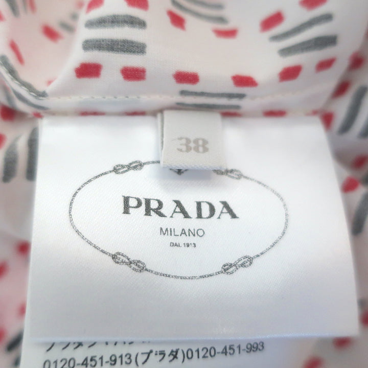 Prada Studded Shirt Tiger &amp; Floral Print Cotton Size 38 Sleeveless Top