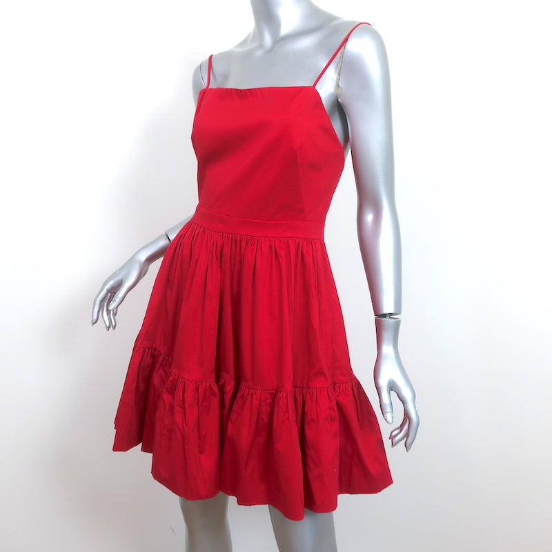 Andres Otalora Marbella Open-Back Mini Dress Red Cotton Size 2 NEW