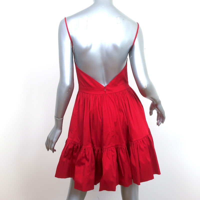 Andres Otalora Marbella Open-Back Mini Dress Red Cotton Size 2 NEW