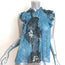 Ulla Johnson Aya Sleeveless Blouse Blue Lurex Floral Print Chiffon Size 4