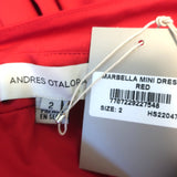 Andres Otalora Marbella Open-Back Mini Dress Red Cotton Size 2 NEW