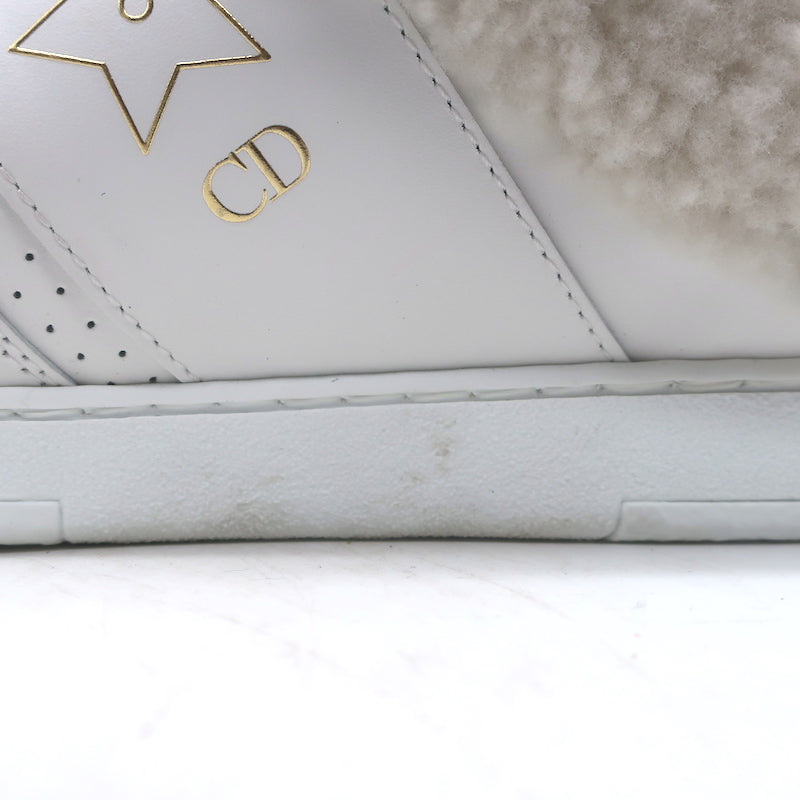 Christian Dior Dior Star shearling-lined white leather sneakers, authentic pre-owned, gently worn, size 38