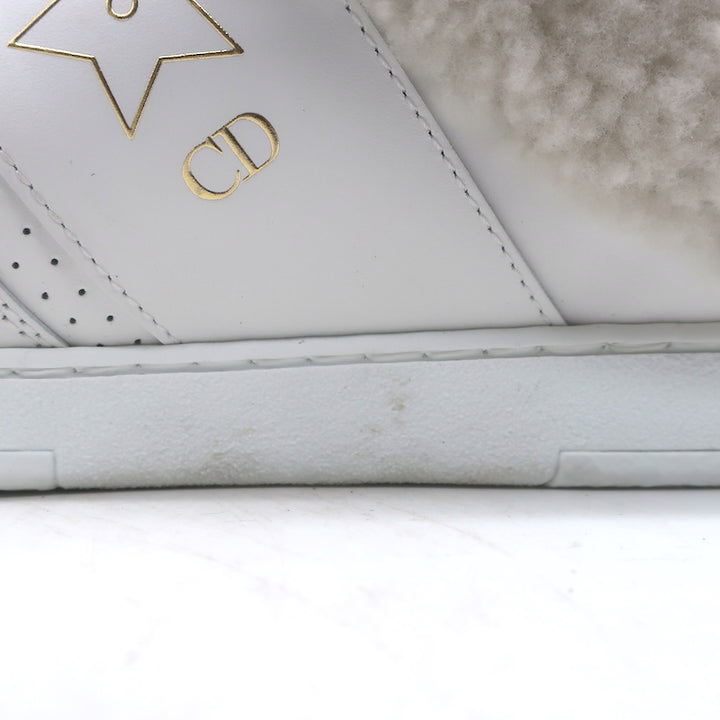 Christian Dior Dior Star shearling-lined white leather sneakers, authentic pre-owned, gently worn, size 38