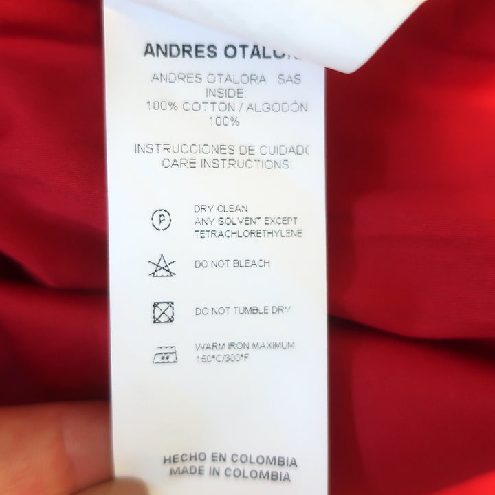 Andres Otalora Marbella Open-Back Mini Dress Red Cotton Size 2 NEW