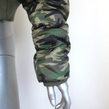 NSF Puffer Jacket Green Camo Print Size Small Cropped Bomber