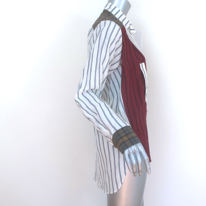 Loewe Striped Patchwork Shirt White/Multi Size Extra Small Long Sleeve Top