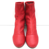Isabel Marant Sock Boots Daevel Red Leather Size 39 Kitten Heel Ankle Boots