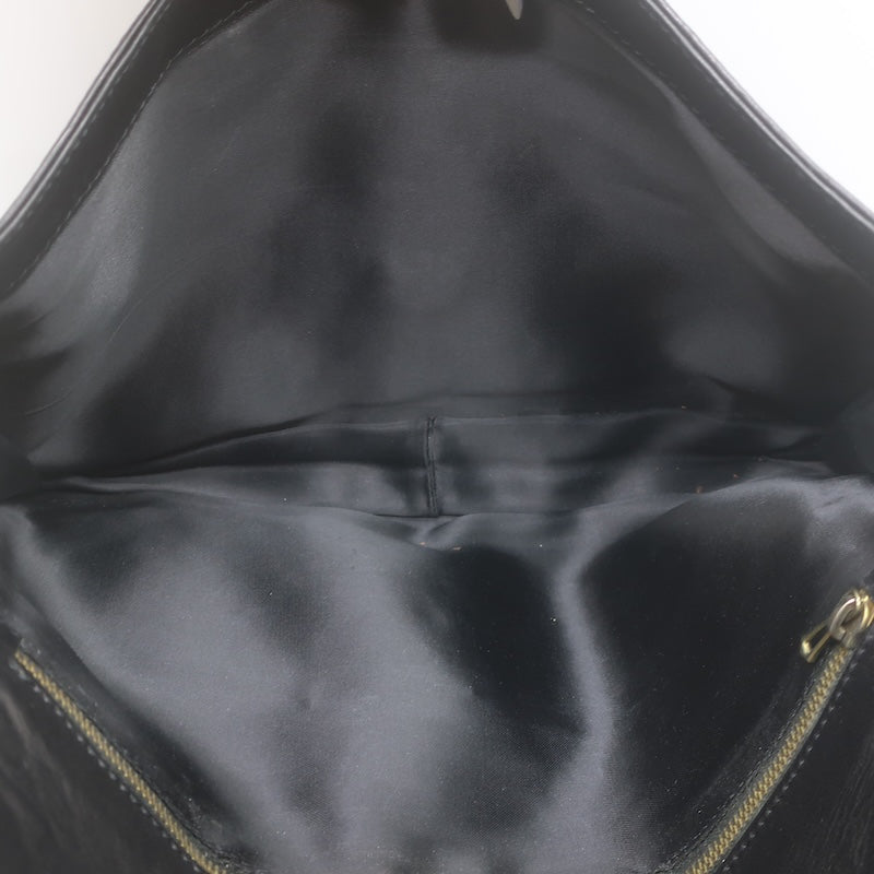 Vintage Bottega Veneta Intrecciato Large Flap Clutch Black Leather