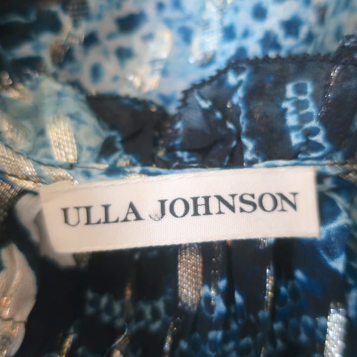 Ulla Johnson Aya Sleeveless Blouse Blue Lurex Floral Print Chiffon Size 4