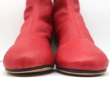 Isabel Marant Sock Boots Daevel Red Leather Size 39 Kitten Heel Ankle Boots
