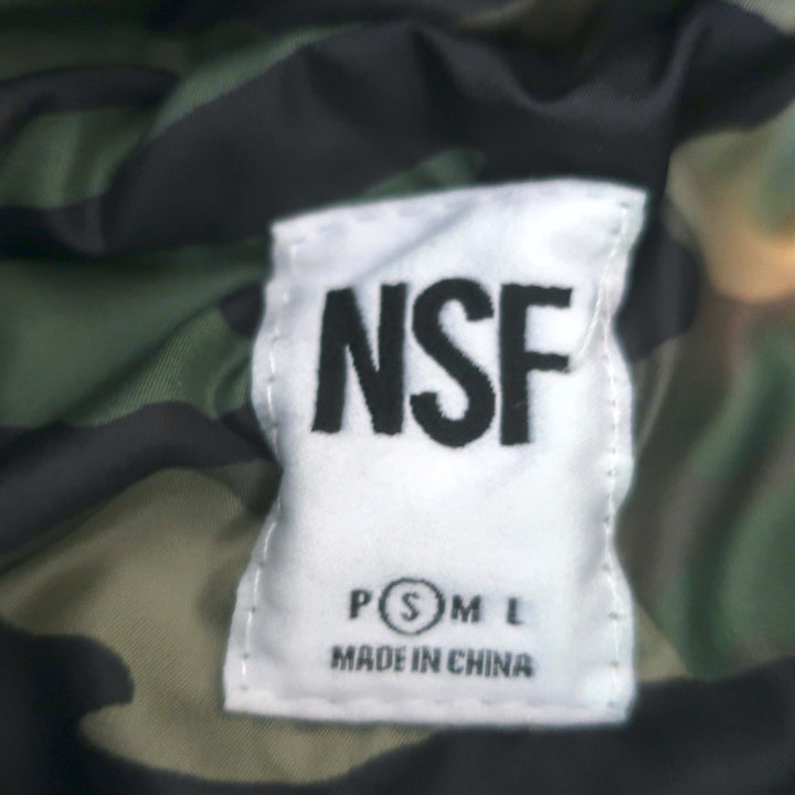 NSF Puffer Jacket Green Camo Print Size Small Cropped Bomber