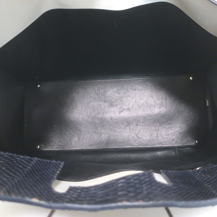 Balenciaga Large Cable Flap Shopper Tote Black Snakeskin &amp; White Leather