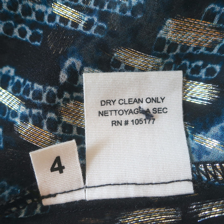 Ulla Johnson Aya Sleeveless Blouse Blue Lurex Floral Print Chiffon Size 4