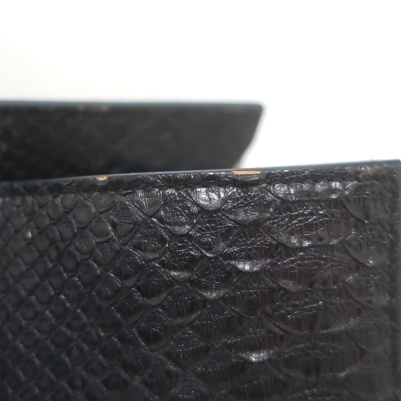 Balenciaga Large Cable Flap Shopper Tote Black Snakeskin &amp; White Leather