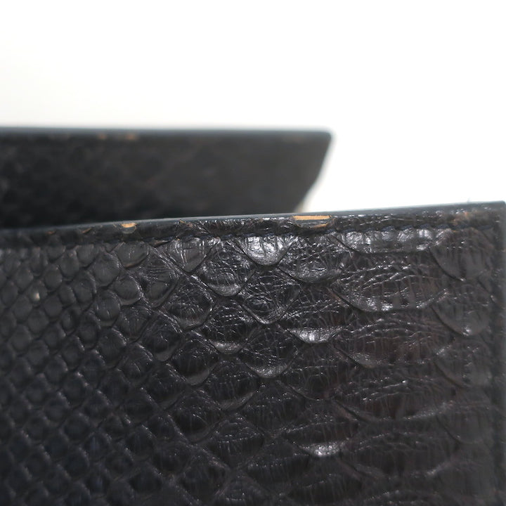 Balenciaga Large Cable Flap Shopper Tote Black Snakeskin &amp; White Leather