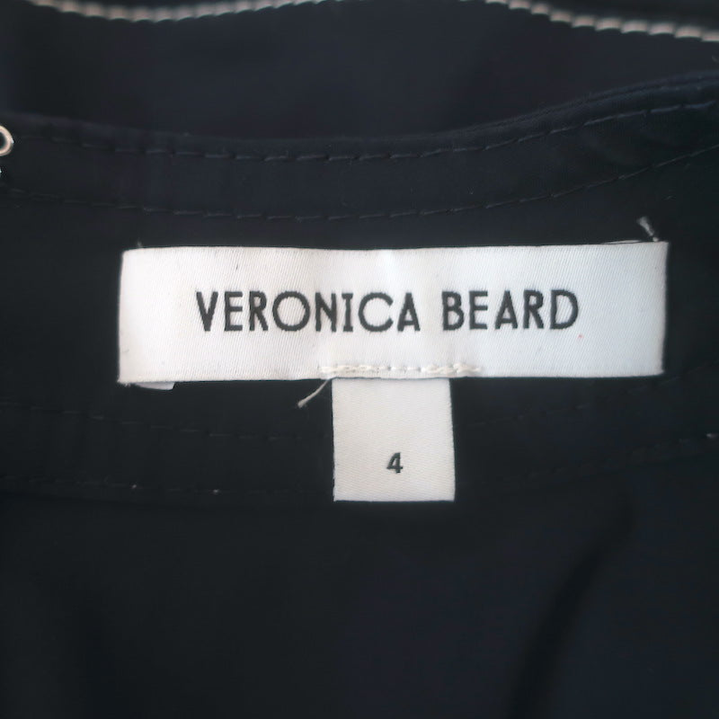Veronica Beard Nickleby Belted Peplum Top Navy Stretch Cotton Size 4