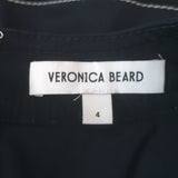 Veronica Beard Nickleby Belted Peplum Top Navy Stretch Cotton Size 4