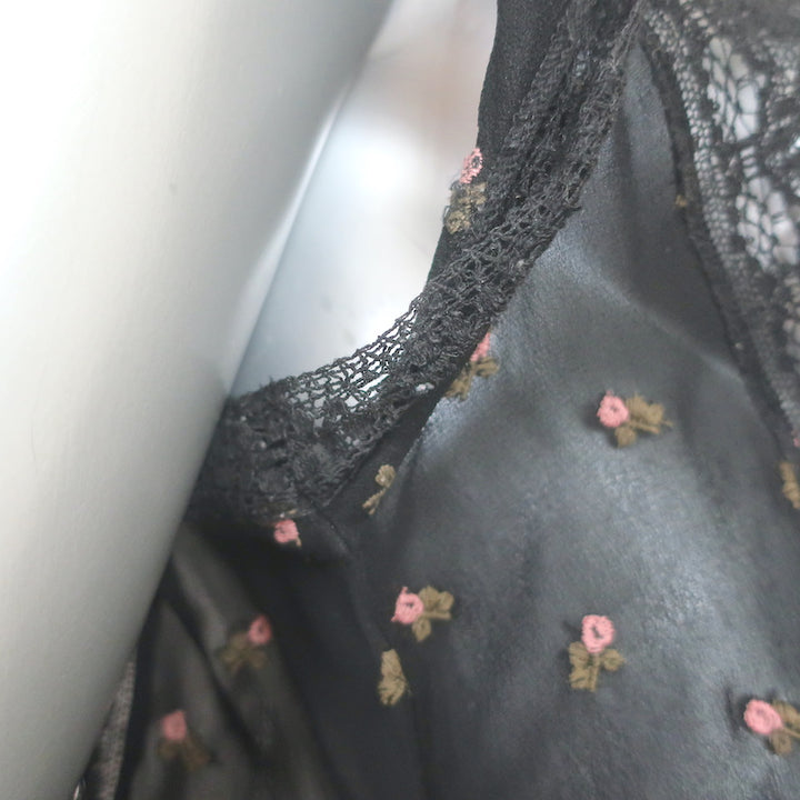 Ulla Johnson Magdalena Blouse Black Floral-Embroidered Georgette Size 8