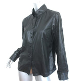 Cynthia Rowley Button Down Blouse Black Polyester Size Large Long Sleeve Top