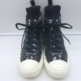 Christian Dior Walk'n'Dior high-top sneakers, navy Oblique stretch-knit with leather trim — authentic pre-owned
