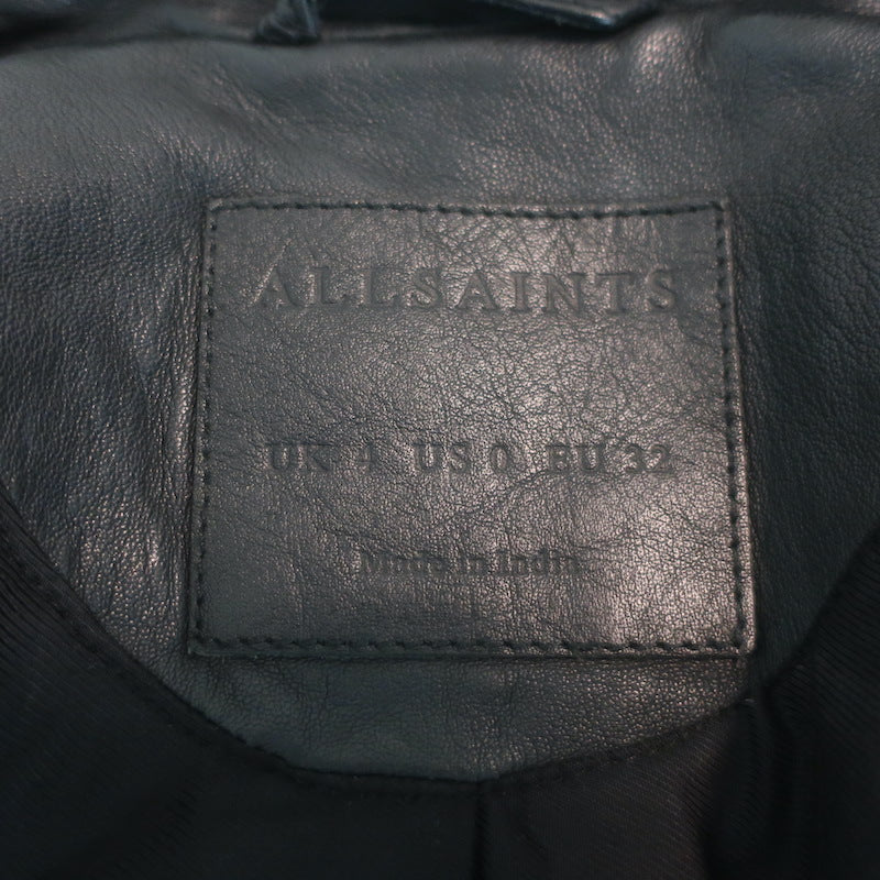 AllSaints Papin Leather Biker Jacket Black Size US 0