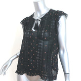 Ulla Johnson Magdalena Blouse Black Floral-Embroidered Georgette Size 8