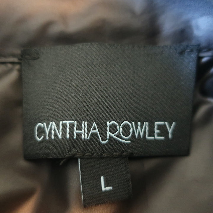 Cynthia Rowley Button Down Blouse Black Polyester Size Large Long Sleeve Top