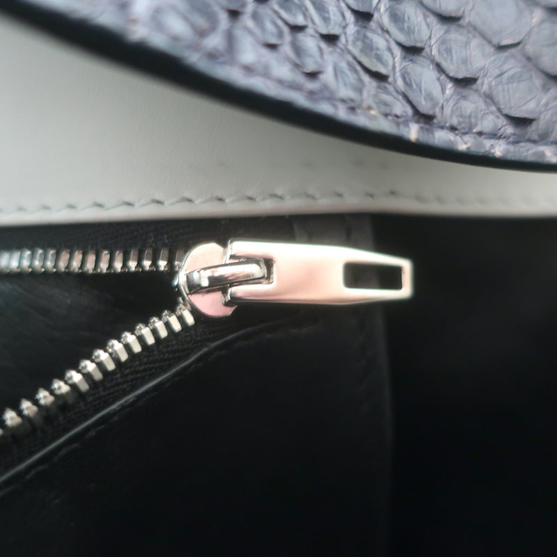Balenciaga Large Cable Flap Shopper Tote Black Snakeskin &amp; White Leather