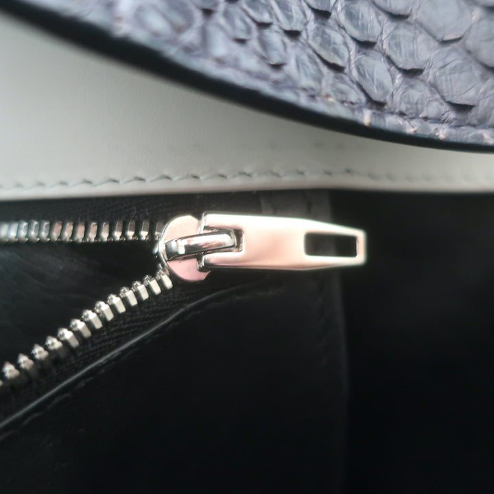 Balenciaga Large Cable Flap Shopper Tote Black Snakeskin &amp; White Leather