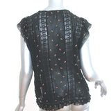 Ulla Johnson Magdalena Blouse Black Floral-Embroidered Georgette Size 8