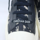 Christian Dior Walk'n'Dior high-top sneakers, navy Oblique stretch-knit with leather trim, authentic pre-owned