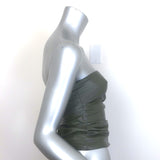 Helmut Lang Ruched Faux Leather Tube Top Army Green Size Extra Extra Small