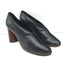 Celine Wood Heel Pumps Black Suede-Trimmed Leather Size 38.5
