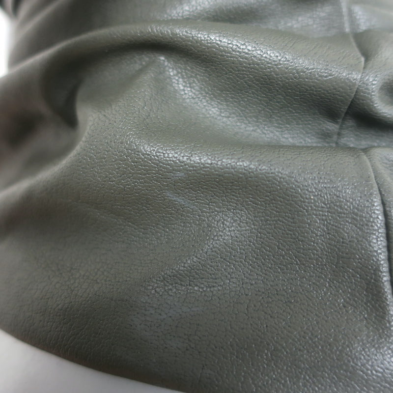 Helmut Lang Ruched Faux Leather Tube Top Army Green Size Extra Extra Small