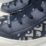 Christian Dior Walk'n'Dior high-top sneakers in navy Oblique stretch-knit, authentic pre-owned, gently worn