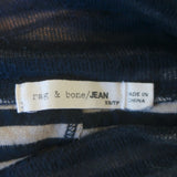 Rag & Bone/JEAN Keaton Striped Turtleneck Sweater Navy Cotton Size Extra Small